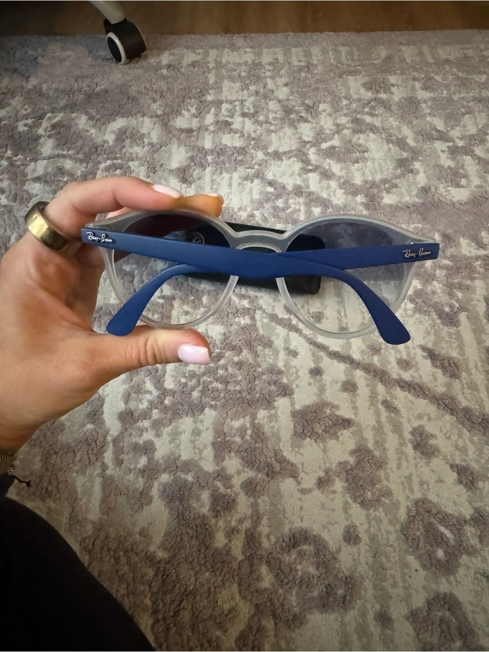 Ray-Ban Silver Frame Sunglasses with Blue Gradient Lenses